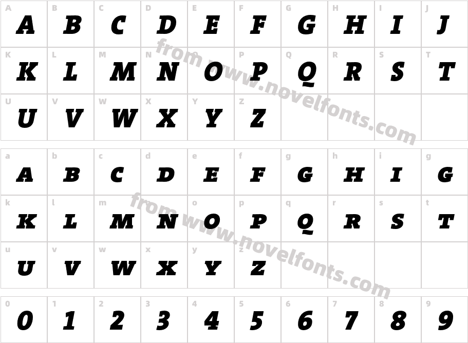 The Serif Black Caps ItalicCharacter Map