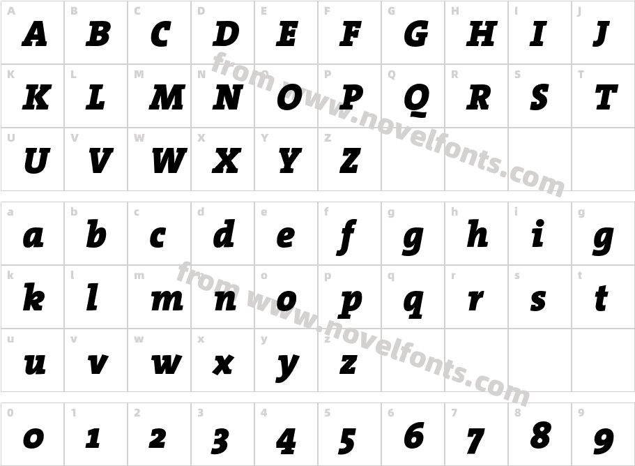 The Serif Black ItalicCharacter Map