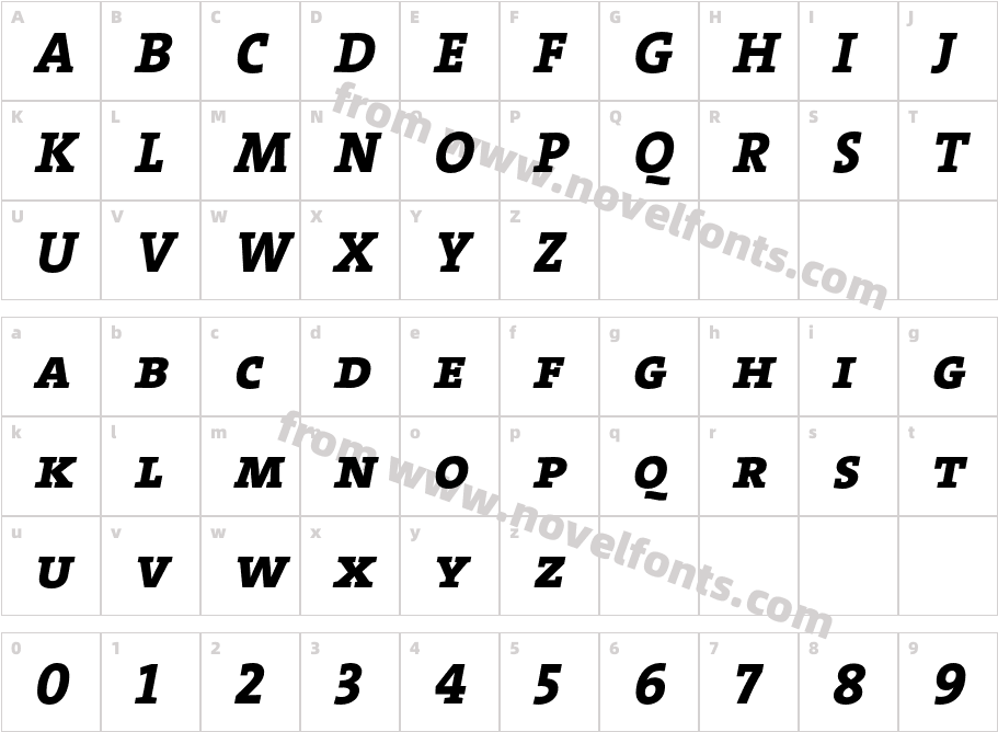 The Serif Extra Bold Caps ItalicCharacter Map