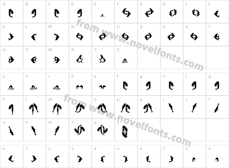 Theresas DolphinsCharacter Map