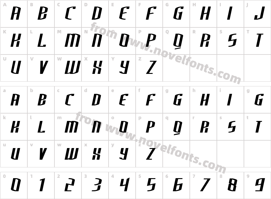 Third Generation Extended ItalicSWFTECharacter Map