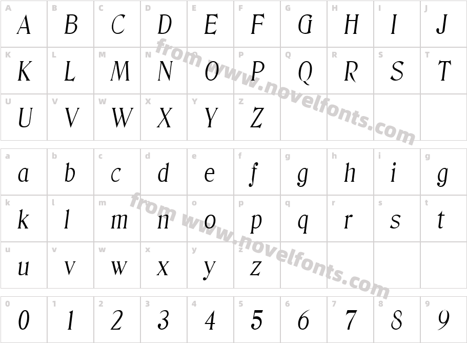 Thomas Becker Light ItalicCharacter Map