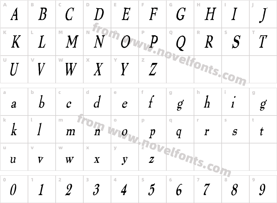 Thomas Paine Condensed ItalicSWFTECharacter Map