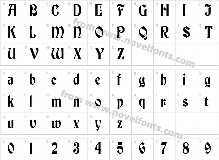 Thornton Condensed RegularSWFTECharacter Map