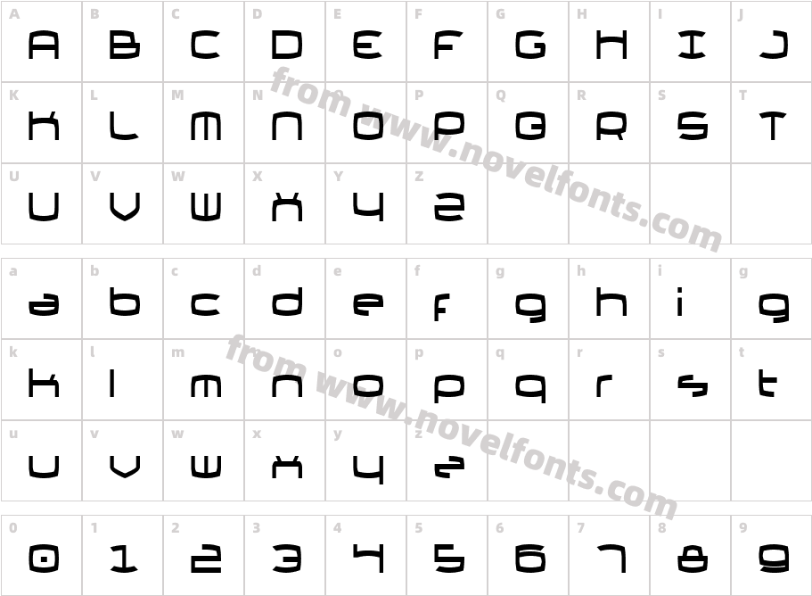 Thundergod II CondensedCharacter Map