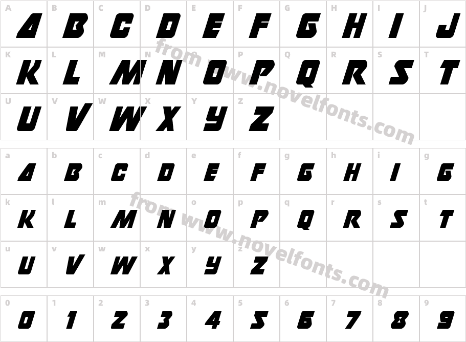 Thunderstrike CondensedCharacter Map