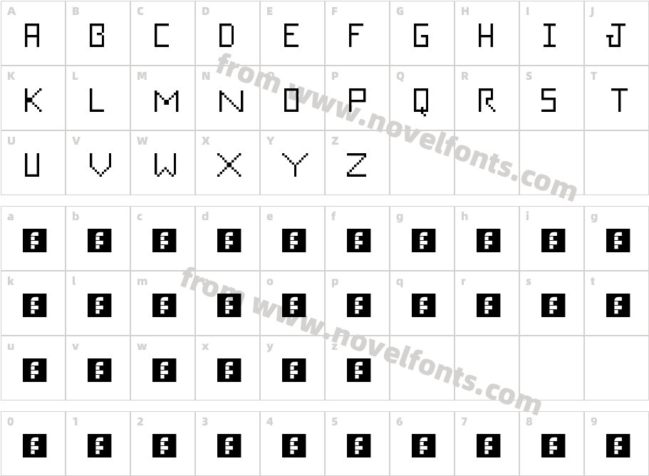 Tic letters RegularCharacter Map