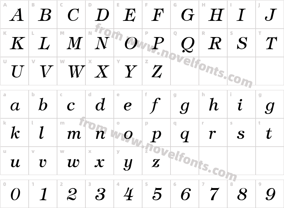 Tiffany ItalicCharacter Map