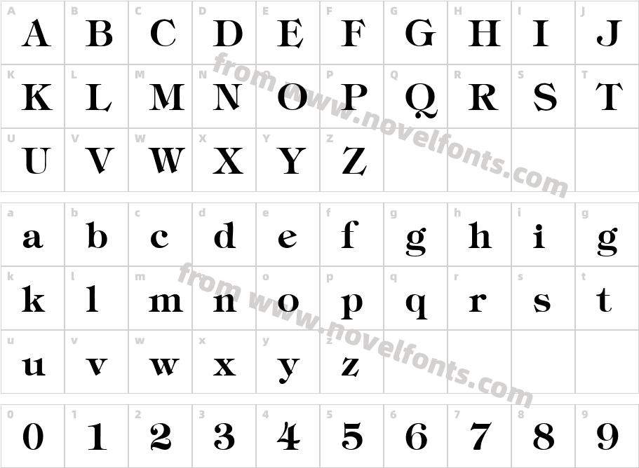 Tiffany Two BoldCharacter Map