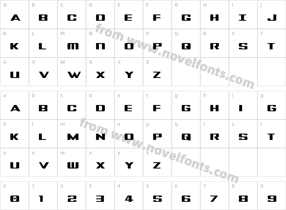 Tigershark CondensedCharacter Map