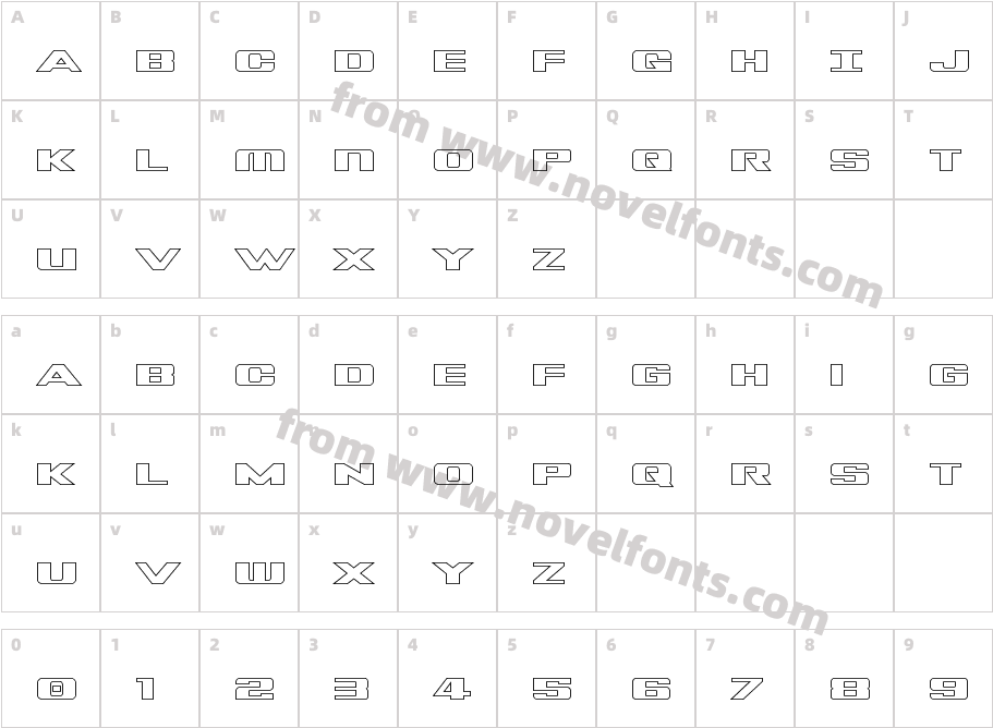 Tigershark Outline RegularCharacter Map