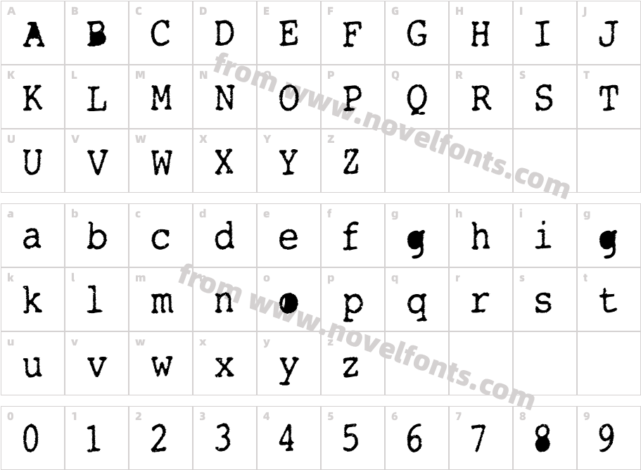 Tight Writer RegularCharacter Map