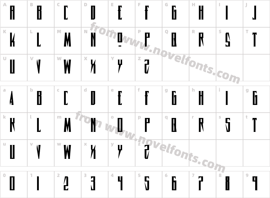 Timberwolf RegularCharacter Map