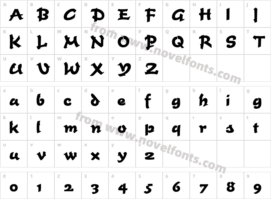 Time BoldCharacter Map