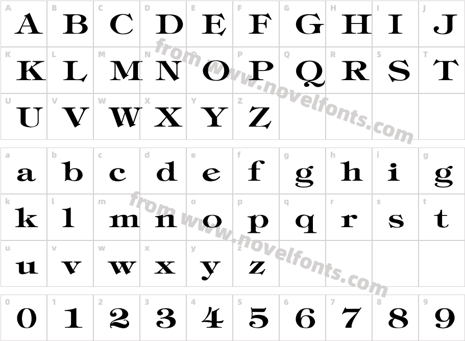 Timpani Bold WdCharacter Map