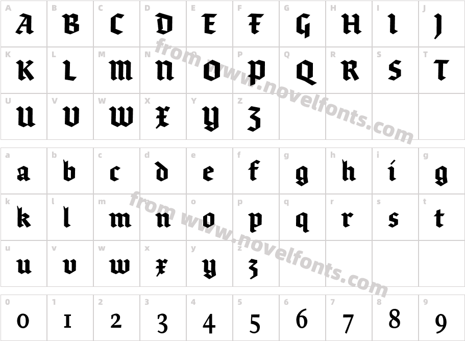 Brokenscript-BoldCondCharacter Map