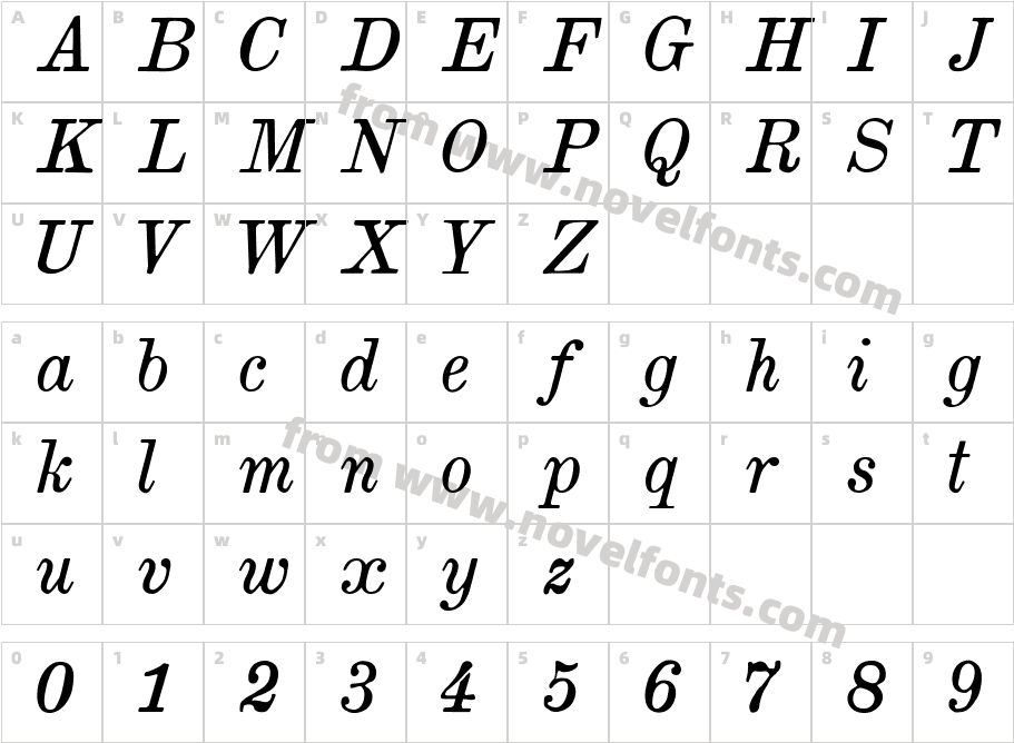 Brokgauz & Efron ItalicCharacter Map