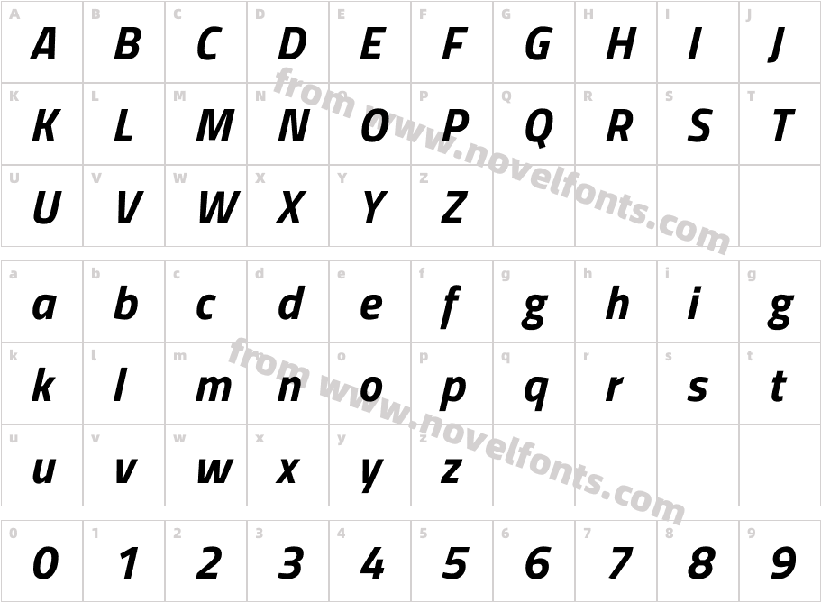 Titillium Web Bold ItalicCharacter Map