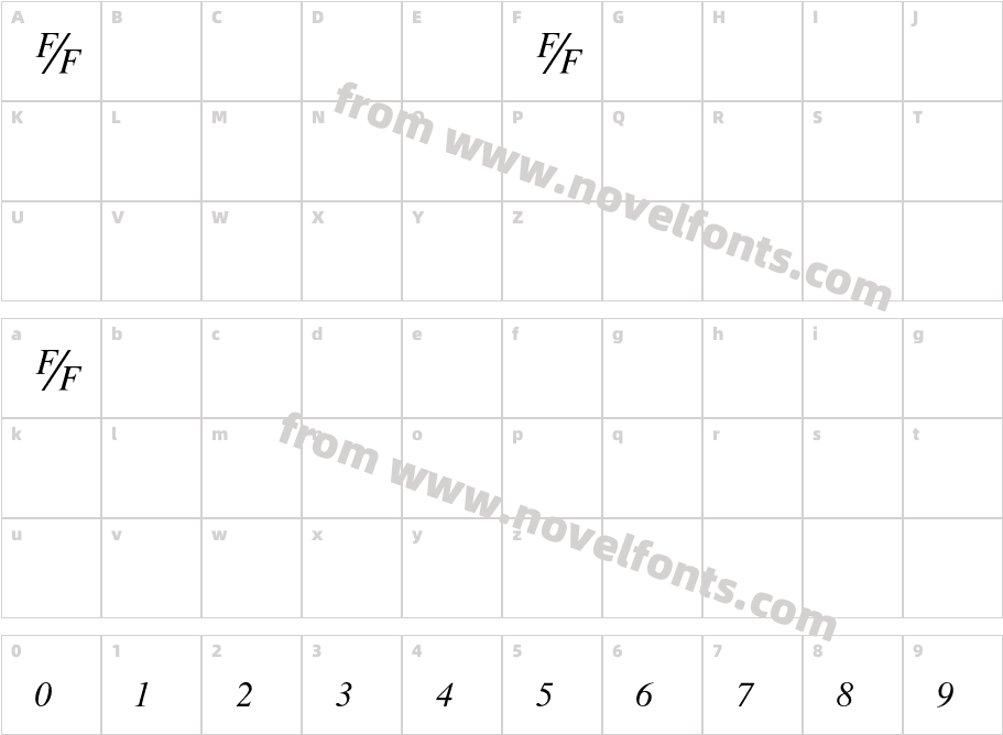 TmsFB ItalicCharacter Map