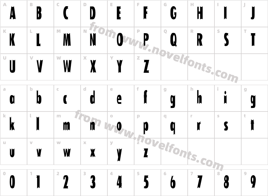 Tofu CondensedCharacter Map