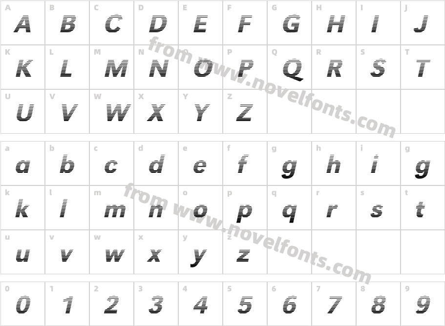 Tom Becker Gradient Medium ItalicCharacter Map