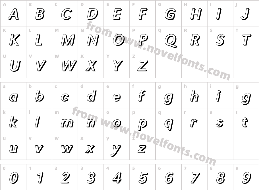 Tom Becker Shadow ItalicCharacter Map