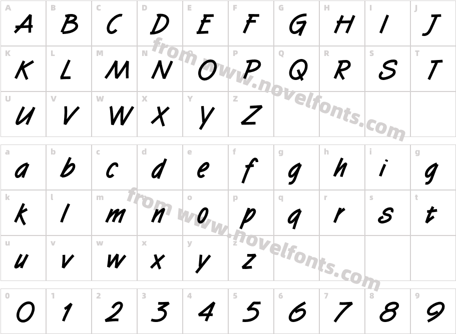 Tomboy BoldCharacter Map