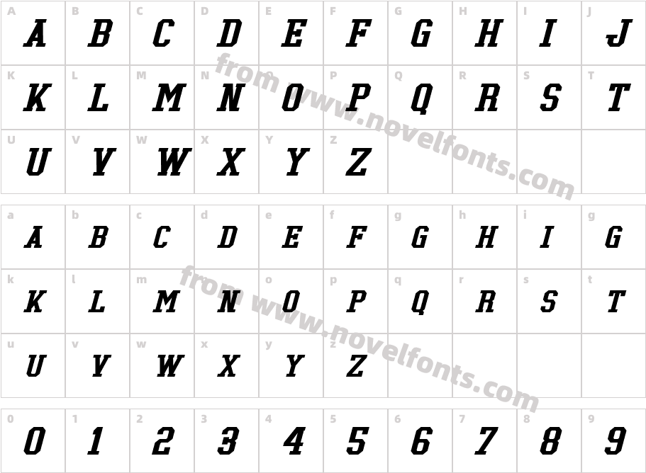 Tonopah ItalicCharacter Map