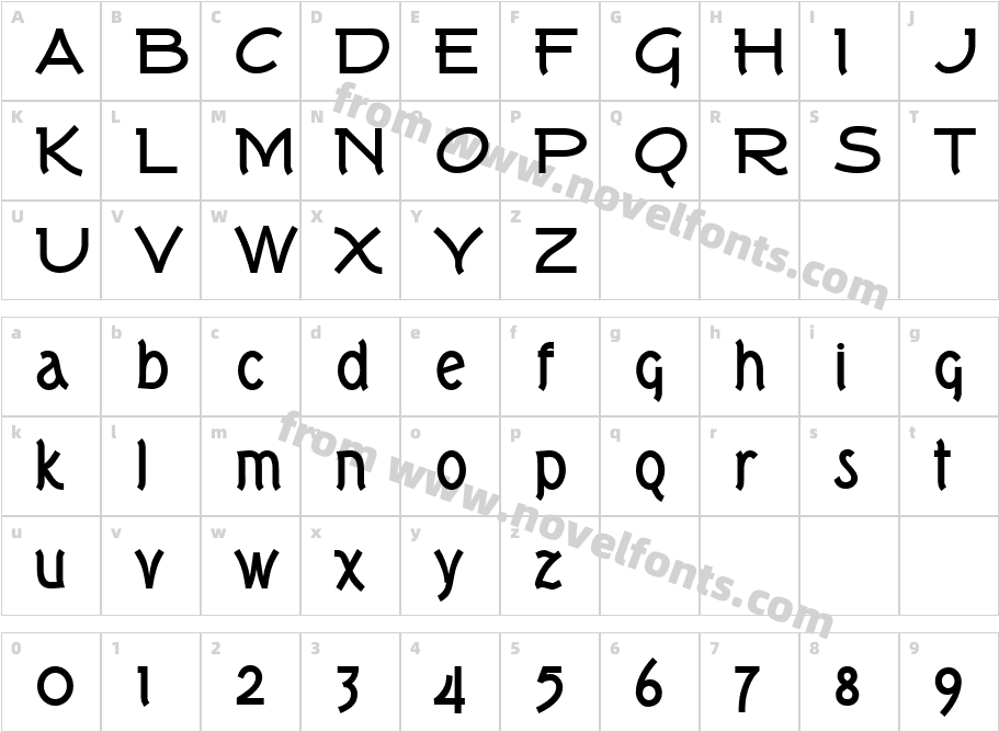 Tork BoldCharacter Map