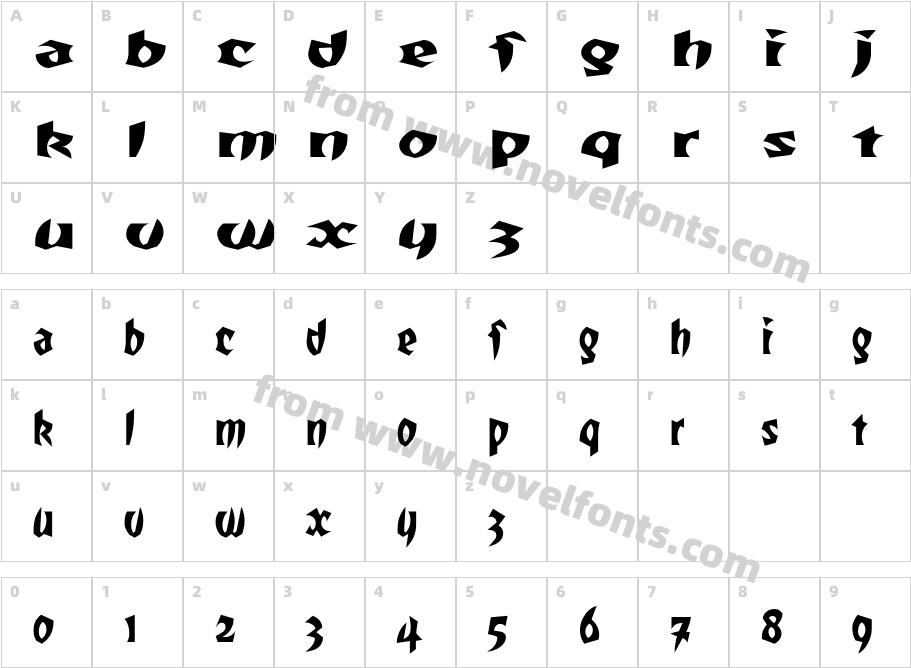 Totally Gothic Wide Caps RegularCharacter Map