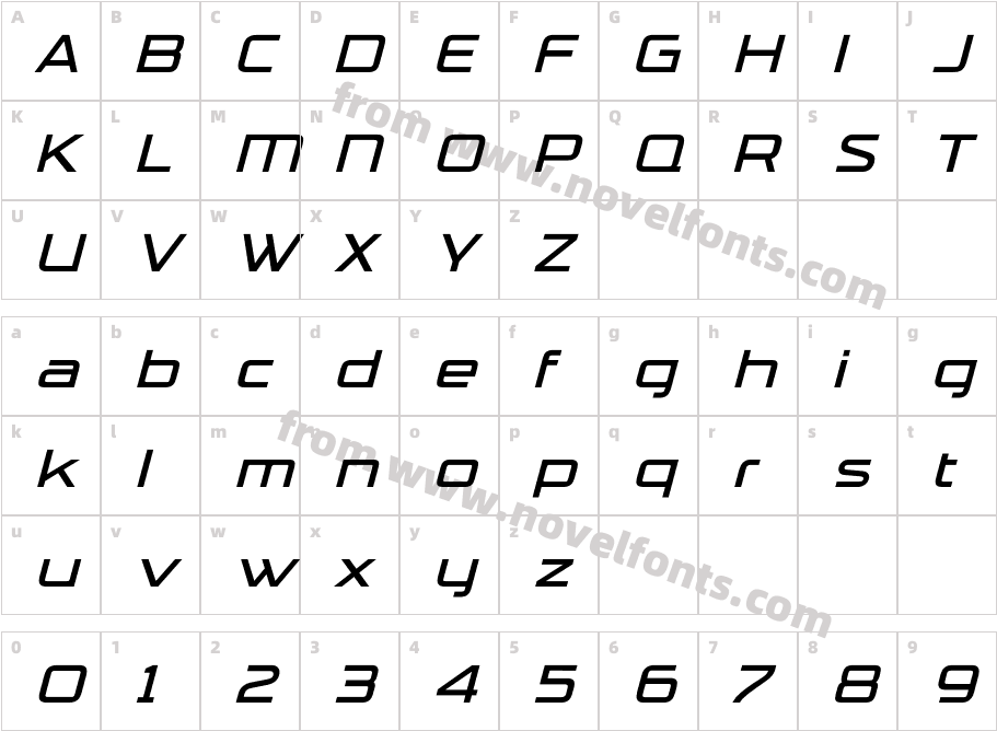 Trade Marker Light Italic AltCharacter Map