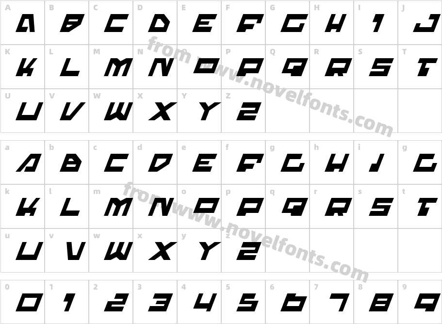 Trajia ItalicCharacter Map