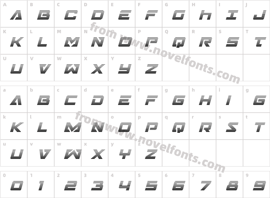 Trans America Gradient ItalicCharacter Map