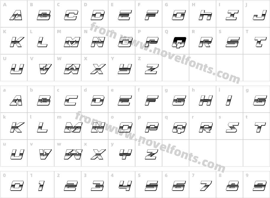 Trans America Platinum ItalicCharacter Map