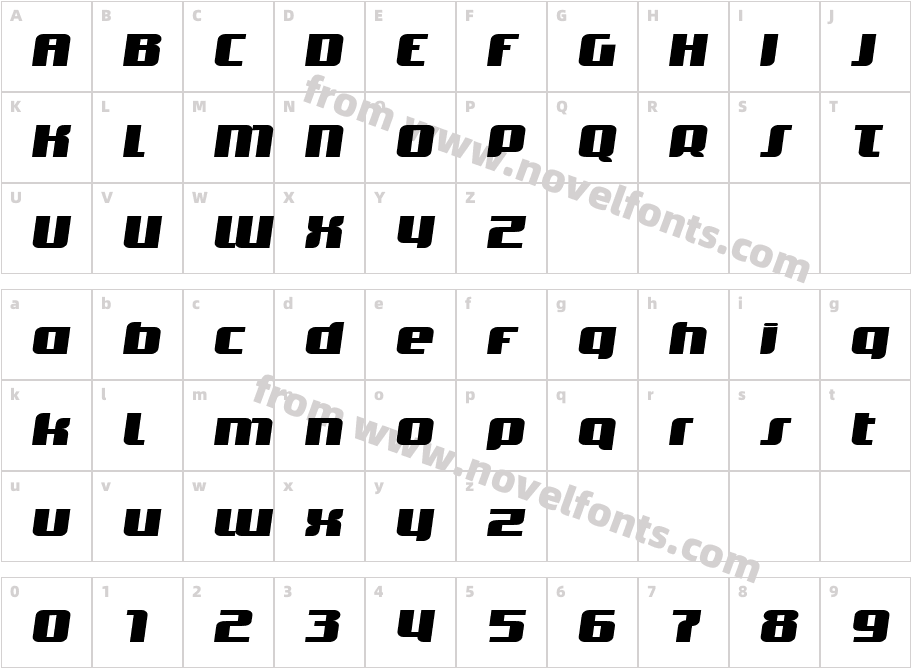 Trans ItalicCharacter Map