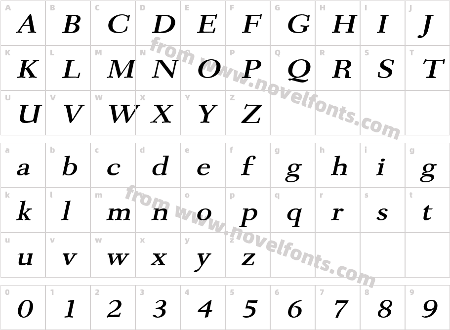 Transit Wide Bold ItalicCharacter Map