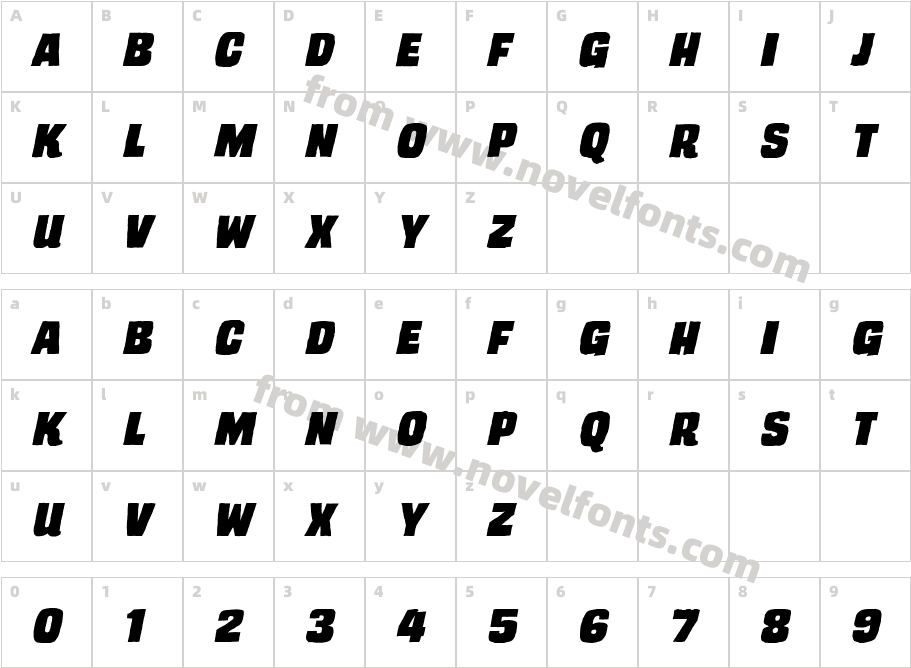 Trash Cinema BB ItalicCharacter Map