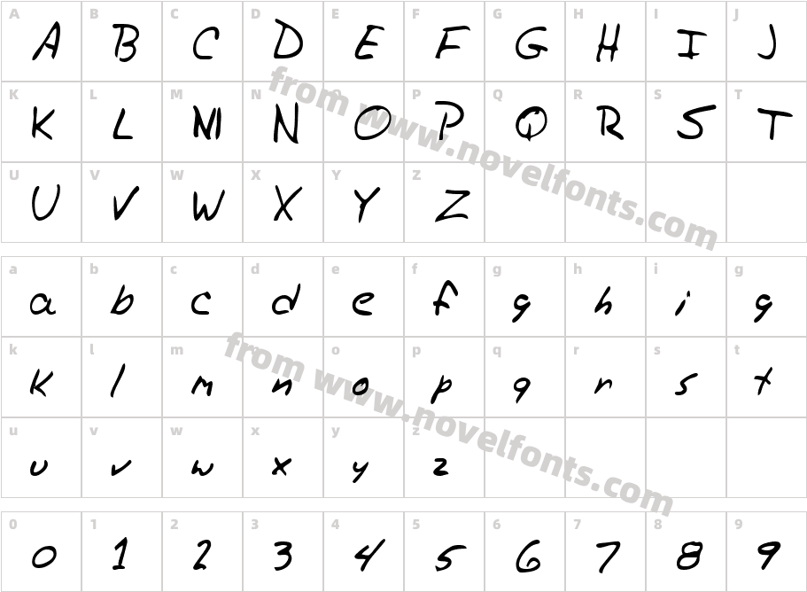 Trasks Hand RegularCharacter Map