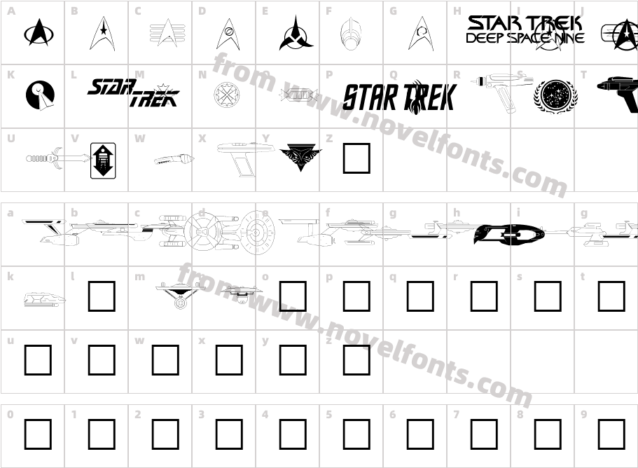 Trekbats RegularCharacter Map