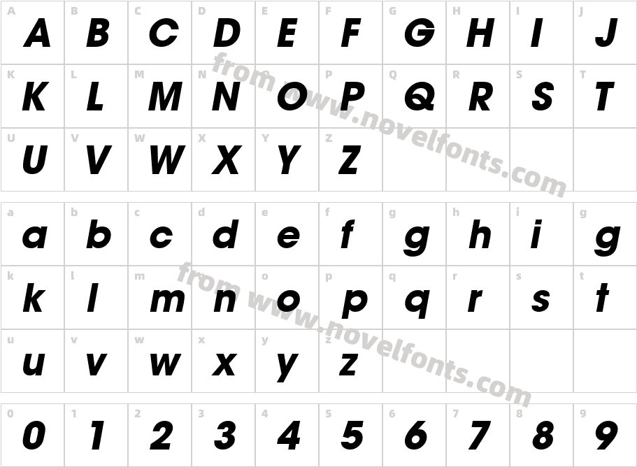 Trendex BlackS Si ItalicCharacter Map