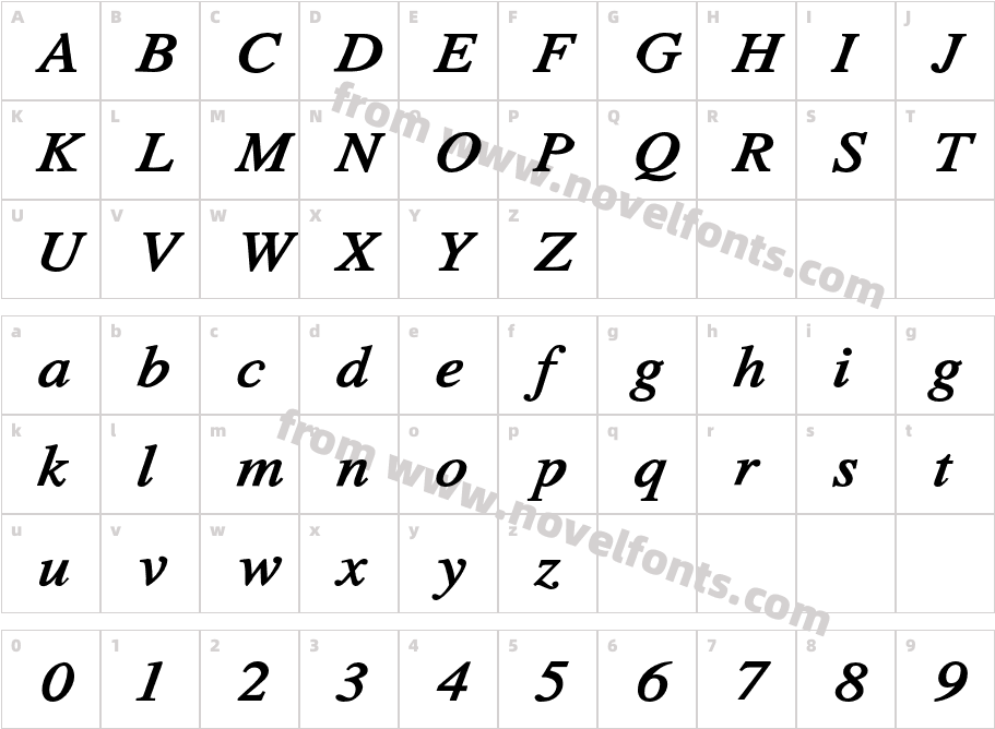 TribunADF Std Bold ItalicCharacter Map