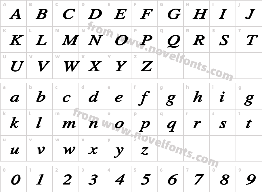 TribunADF Std Extra Bold ItalicCharacter Map