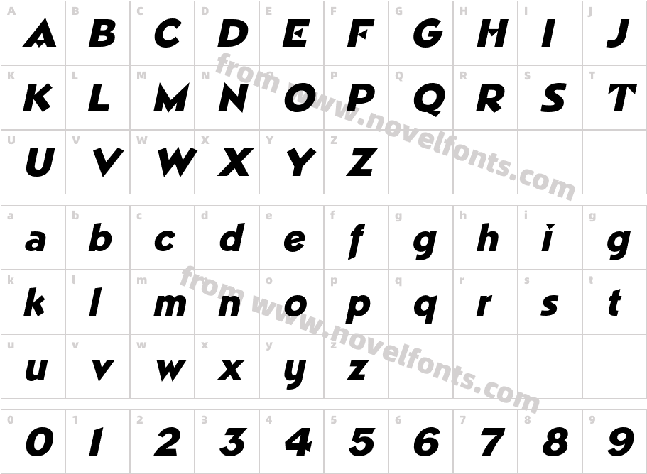 Trimble ItalicCharacter Map