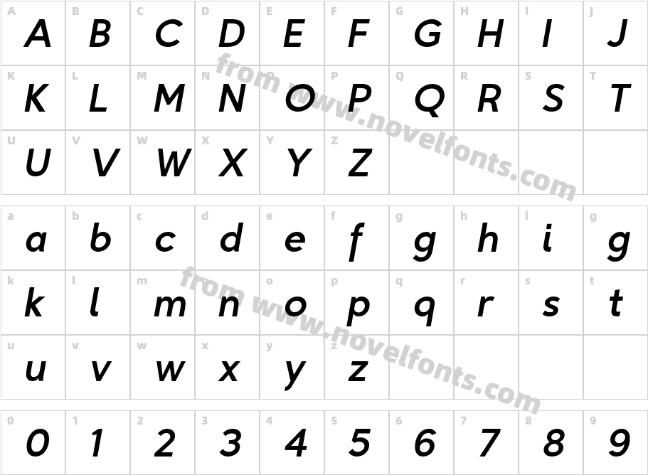 Triomphe ItalicCharacter Map