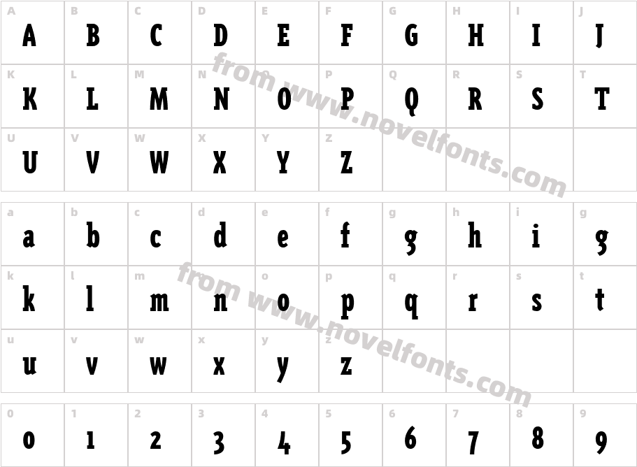 Triplex Cond Serif BlackCharacter Map