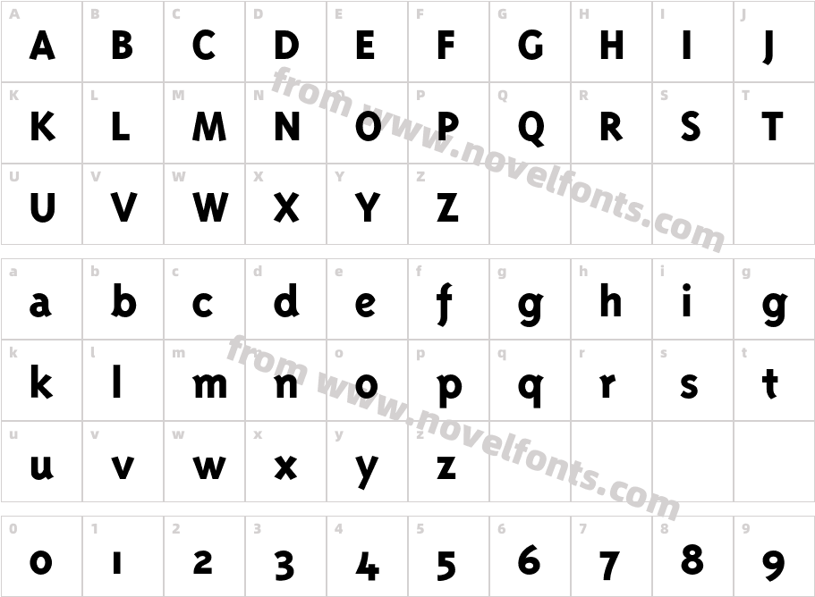 Triplex ExtraboldCharacter Map