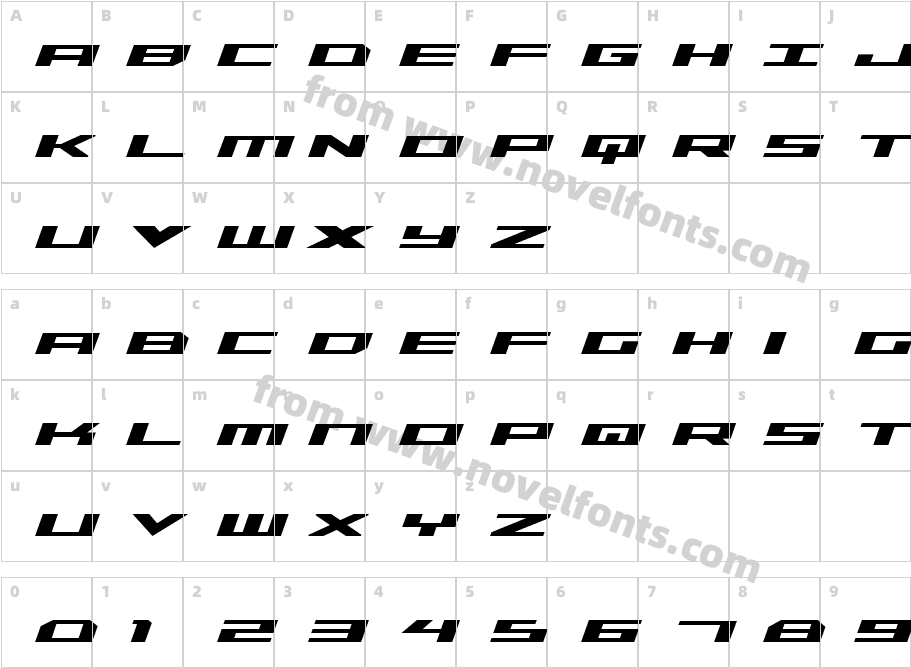 Trireme Bold ItalicCharacter Map