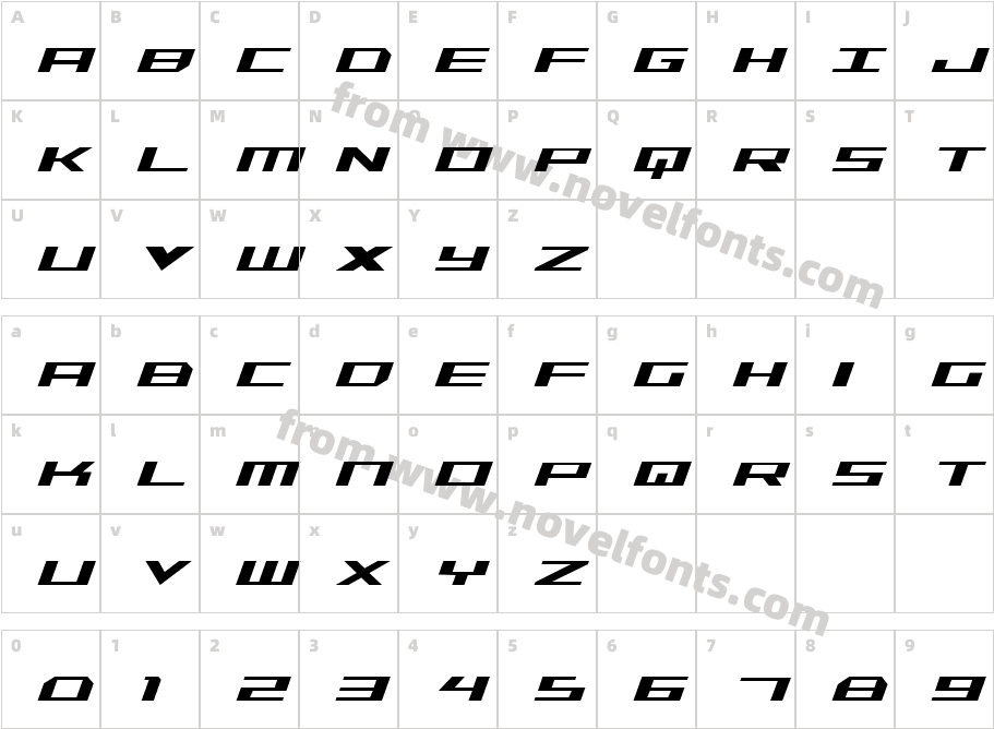 Trireme Condensed ItalicCharacter Map