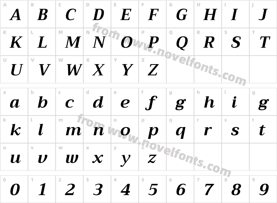 Trirong Bold ItalicCharacter Map