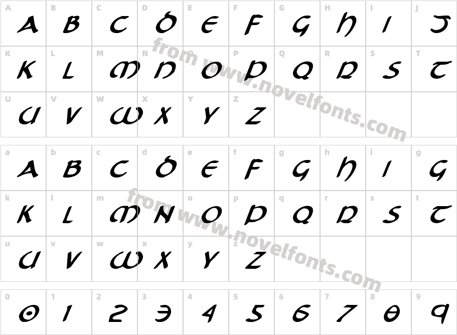 Tristram Bold ItalicCharacter Map